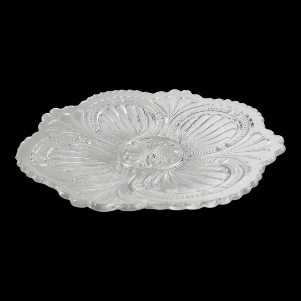 Atq Bryee Higbee & Comp Clear Pressed Glass EAPG Admiral Shallow Footed Bowl